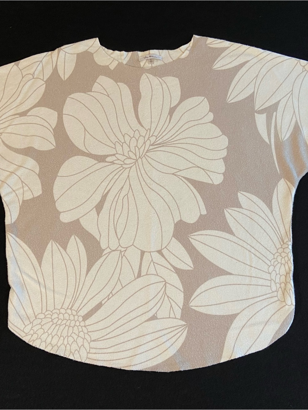 Vila Milano - Taupe Floral 3/4 Sleeve knit Pullover with Cream Blooms